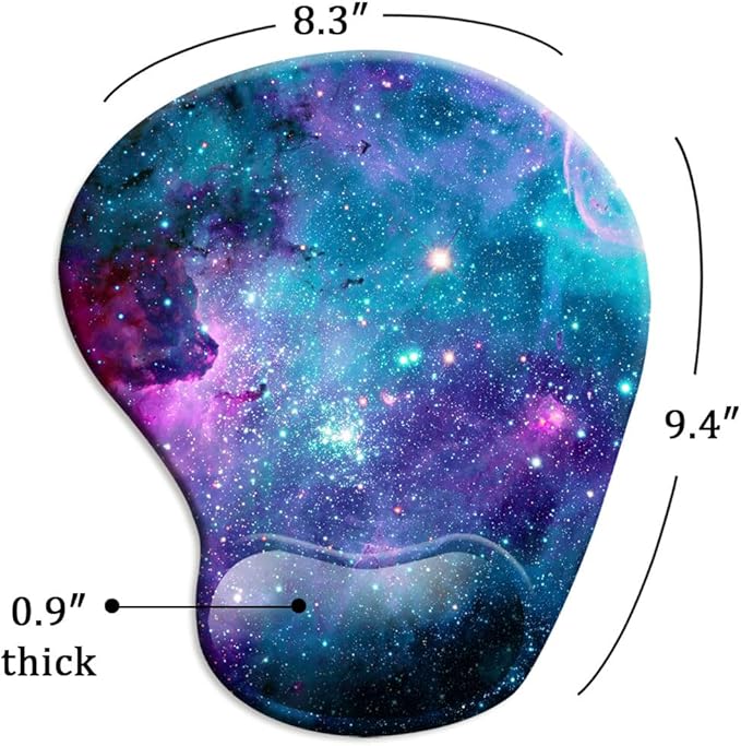 Ergonomic Mouse Pad with Wrist Support,Mouse Pads with Non-Slip PU Base for Home Office Working Studying Easy Typing & Pain Relief Blue Nebula