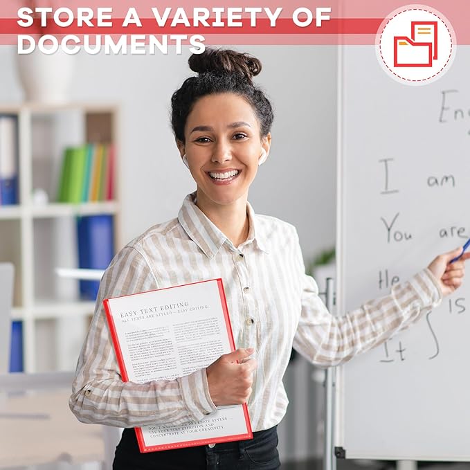 Henoyso 24 Pcs Plastic Folders with Clear Front Pocket and 3 Prong Take Home Plastic 2 Pocket Folder Back to School for Students Parent Teacher Communication for School Office (Red)