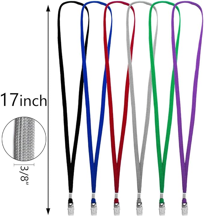 Beebel Lanyard 100 Pack Black Badge Lanyards Flat Lanyards Round 32" With with Badge Clip (Yellow)