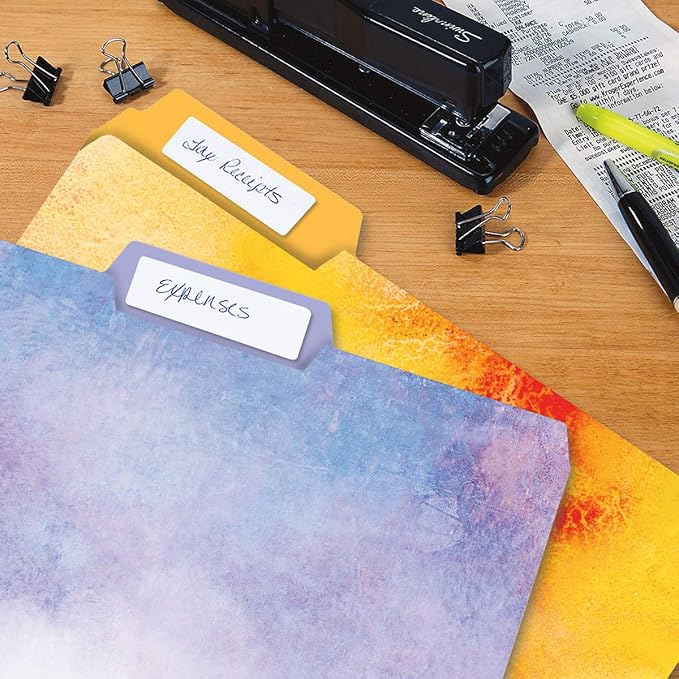 Current Brushstrokes File Folders Value Pack - Bulk Set of 24, 6 Pretty Decorative Designs, 1/3 Cut Tabs, Heavy-Duty Paper Stock, Office Supplies for Home & Work, 9-½” x 11-¾” Letter Size
