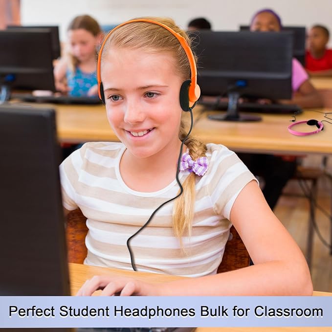 Yunsailing 10 Pack Class Set Headphones for Students Bulk School Headsets Earphones with 3.5mm Jack Classroom Must Haves Teacher Supplies for Adults Laptop Computer (Mixed Color)