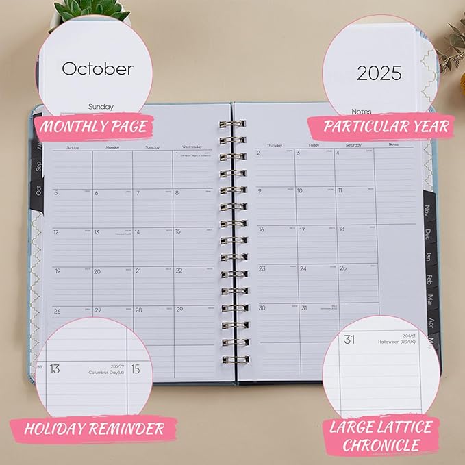 Academic Planner 2025-2026, Weekly and Monthly Calendar Planner, July 2025 - June 2026, 6.4" x 8.5", Faux Leather Cover Yearly Teacher Student Planning Agenda Book with Tabs, Pocket, Notes (Purple)