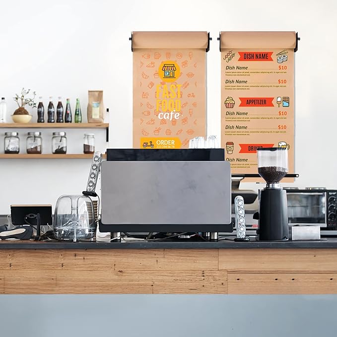 18”Kraft Paper Dispenser Holder Wall Mount, Heavy-Duty Paper Cutter Butcher Paper Dispenser to Do Lists, DIY Drawing, Taking Note, Artwork, Daily Special - Black