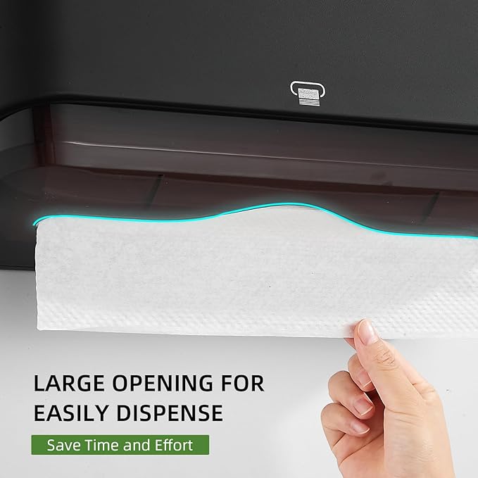 Wall Mount Paper Towel Dispensers, Multifold Paper Towel Dispenser with Smart Lock, Adhesive No Drilling Install, Hand Towel Holder for Home Bathroom,Restroom, Office (Black)
