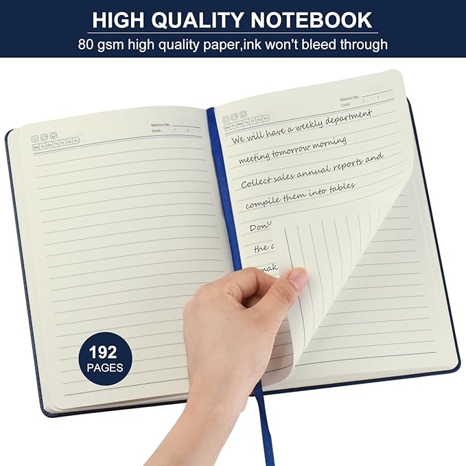 ZCZN 6 Pack Lined Journal Notebooks, 192 Pages A5 Hardcover Leather Journals for Work,Writing,School & Travel, College Ruled Journaling Notebooks for Notes Taking,Diary Notepad (Blue*6)