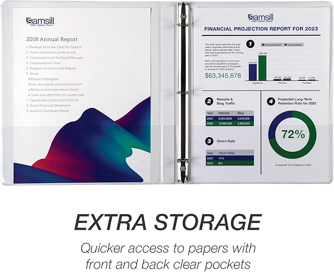 Samsill Durable .5 Inch Binder, Made in the USA, Round Ring Customizable Clear View Binder, White, 24 Pack (MP248417)