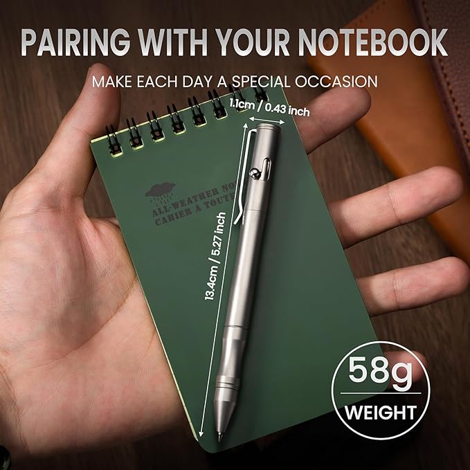 Origin-Joy 3 Pack Stainless Steel Bolt Action Pen Set, Heavy Duty EDC Pocket Gel Tactical Pen With 12 Ballpoint Refills (Sandblasting)