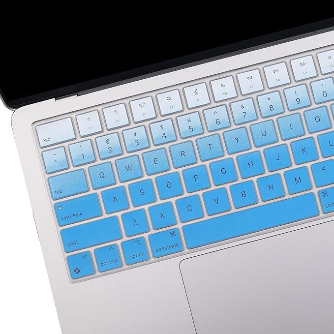 2 Pack Keyboard Cover for 2025-2021 MacBook Pro 14" 16" M4 M3 M2 M1 Pro/Max, 2025-2023 MacBook Air 13" 15" M4 M3 M2, Ultra Thin Keyboard Skin for 14.2" 16.2" MacBook Pro /13.6" 15.3" US-Ombreblue