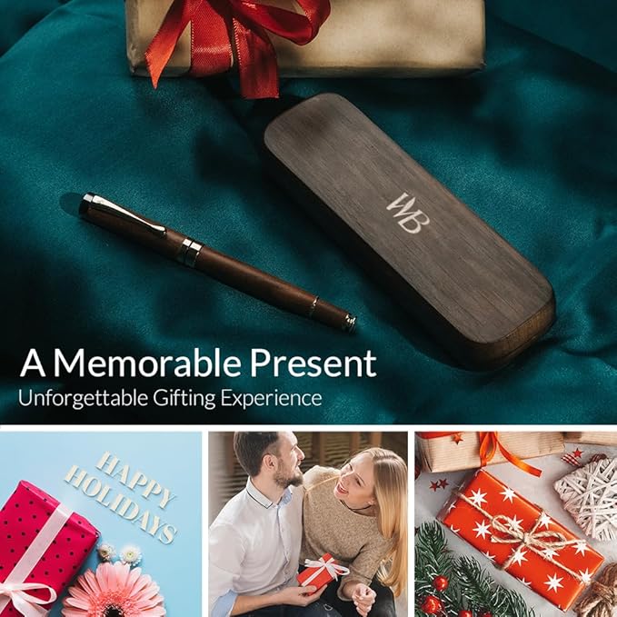 Wordsworth & Black Fountain Pen Set, Luxury Bamboo Wood - Extra Fine Nib, Gift Case; Includes 6 Ink Cartridges, Ink Refill Converter -Journaling, Calligraphy; Drawing, Smooth Writing [Brown Wood]