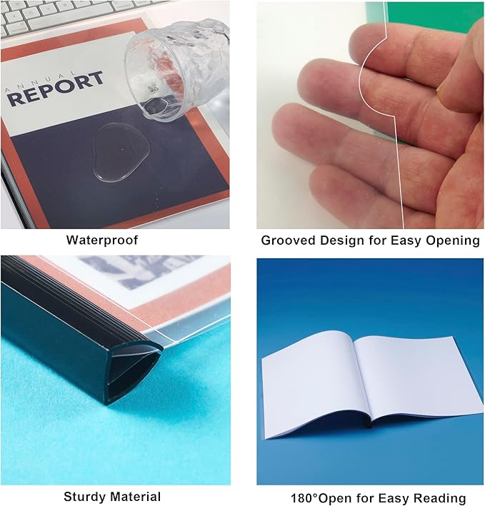 Binditek 100 Pack Clear Report Covers with 9mm Sliding Bars, 70 Sheet Capacity, Black and White Binding Bars, Letter Size, for Students and Coworkers