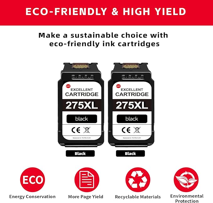 275XL Black Ink Cartridges 2-Pack Replacement for PG-275 Ink Cartridges for Canon Printers Compatible for TR4700 TR4720 TS3522 TS3722 TR4722 TS3500 TS3520 TS3720 TR4723 TR3700 TR4722