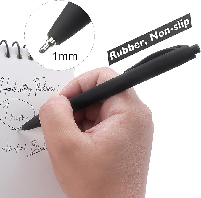 Bribobo 8 Pack Ballpoint Pens Retractable No Bleed Black Click Pens, Medium Point, Smooth Ink, 1.0 MM Black Ink