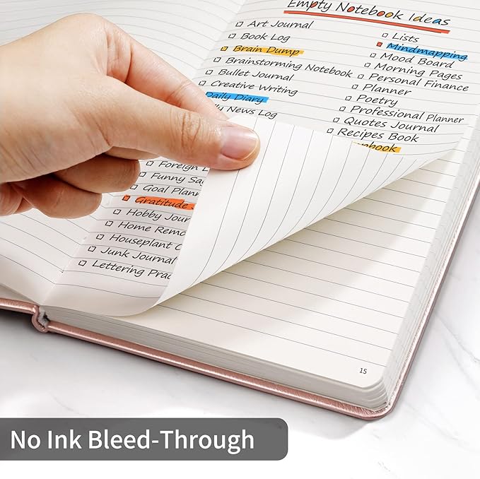 Annecy Lined Journal Notebook, Hardcover Leather Journal for Women & Men, 160 Numbered Pages, Medium 5.5" x 8.25", 100 GSM Thick Paper, Rose Gold