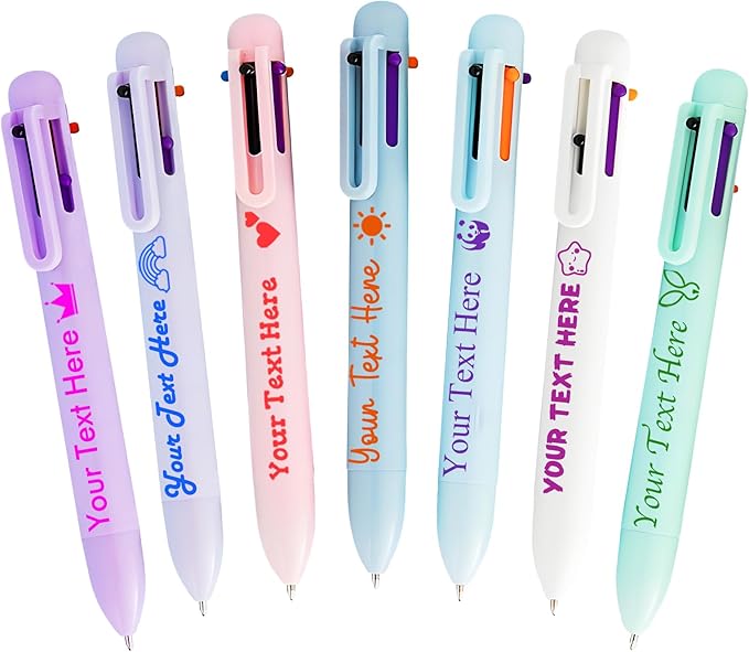 Personalized Multicolor Ballpoint Pen Bulk Custom 6-In-1 Pens with Name Logo Customized Color Pen Boys Girls Teacher Business Gift Assorted_28PC