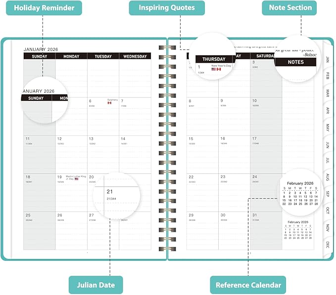 2026 Planner, Weekly and Monthly Calendar Academic Planner, Jan 2026 - Dec 2026, Planning Agenda Book for Desk Accessories and School Supplies - Letter Size (8.5'' x 11'')