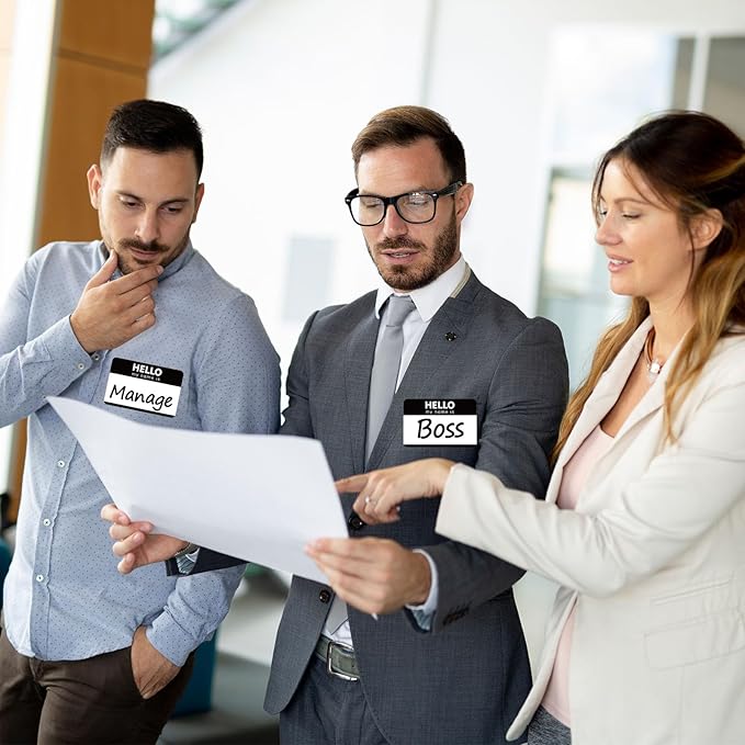 Zacool 480 Pcs Black Name Tag Stickers (3 "x 2") Identification Badges,Peel and Stickers "Hello My Name is" Name Tags Stickers Newborn Baby Name Sticker for Themed Party Family Home School Office