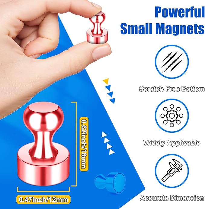 Strong Whiteboard Magnets, Refrigerator Magnetic Push Pins for Kitchen, Rose Gold Neodymium Magnets for Fridge, Office, Gadgets, Locker Accessories, Bulletin Board, 18 Pack