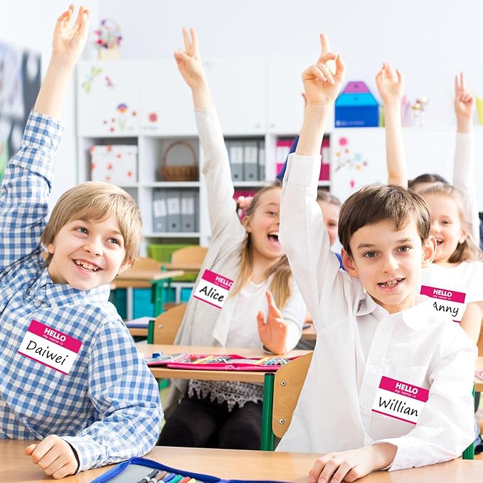 Zacool 480 Pcs Pink Name Tag Stickers (3"x 2") Identification Badges,Peel and Stickers"Hello My Name is" Name Tags Stickers Name Sticker for Themed Party Family Home School Office Conferences