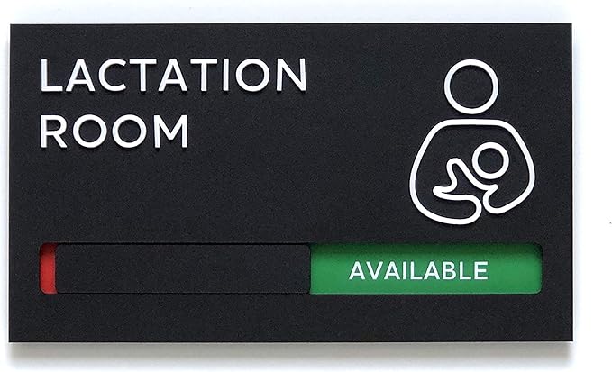 Kubik Letters Premium Lactation Room Sign with Slider for Dual Messages Room Status (AVAILABLE or IN USE)