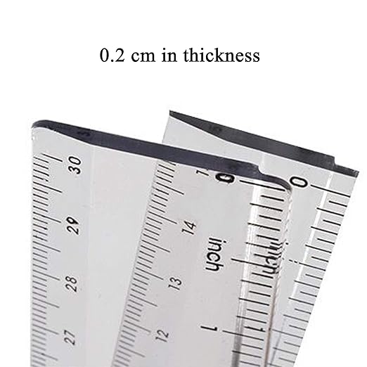 2 Pack Plastic Ruler Straight Ruler Clear See Through Measuring Acrylic Tool for Student School Office with Centimeters and Inches(6 Inch+12 Inch)