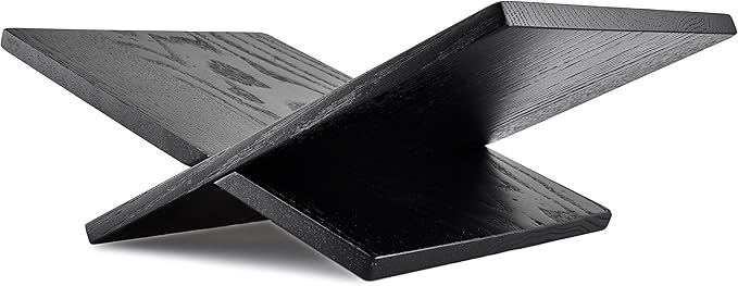 Honygebia Solid Wood Book Stands - Cross Frame Black Oak Wooden Book Holder, Open Bookstand for Display and Reading, Suitable for Art, Bible, Cookbook, Easel, Magazine, Textbooks
