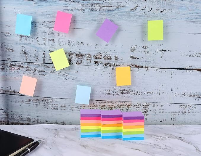 Mini Sticky Notes 1.5x2 Inches,48 Pads, Bright Colors Self-Stick Pads,75 Sheets/Pad…