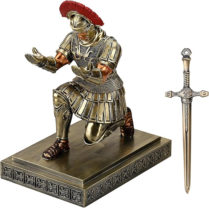 Roman Legion Soldier Knight Pen Holder Pen Stand Desk Organizers and Accessories for Office and Home(Bronze)