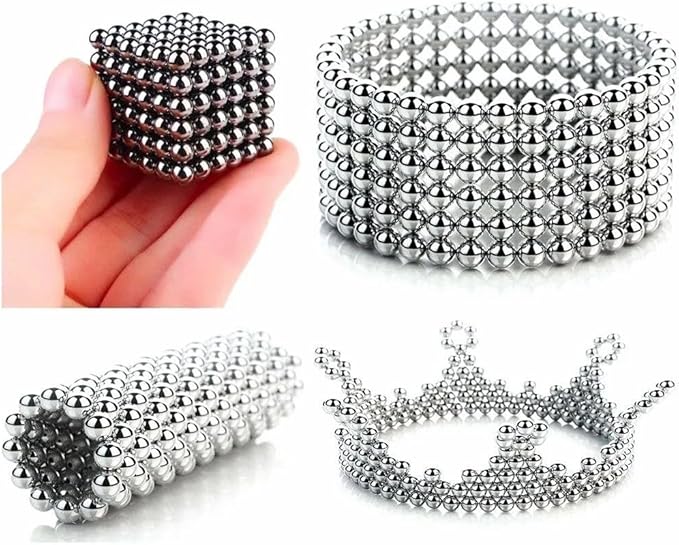 1000pcs Upgrade Balls Original Creative 3D Fidget Building Desk Toy for Stress Relief Beads Putty Toy Slime (Sliver-3MM-1000pcs)