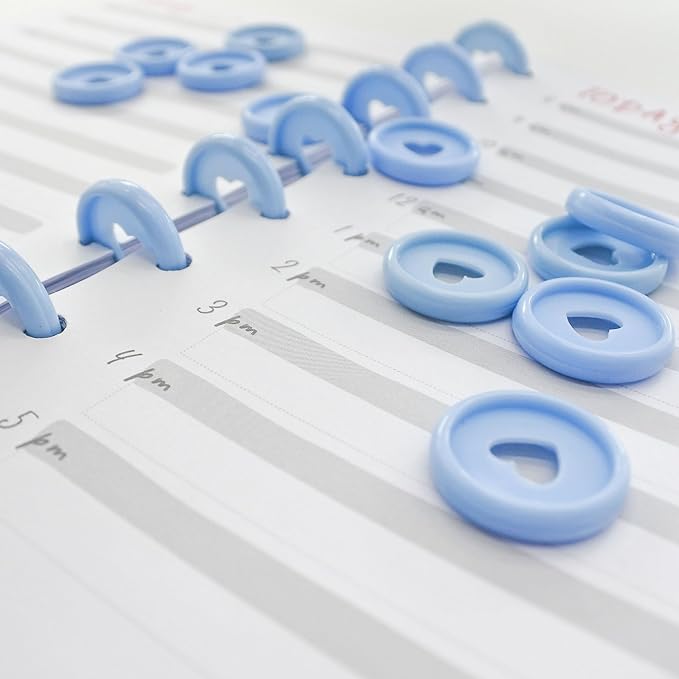 33pcs Discbound Discs 0.94 inch Binder Rings Heart Expansion Disc(33pcs Light Blue,0.94 inch/24 mm)