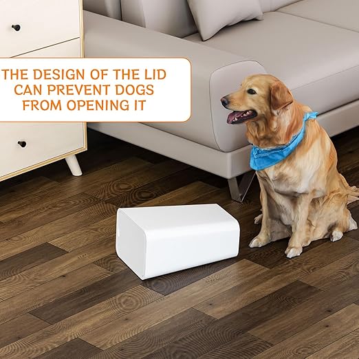 Yieach 12L White Slim Bathroom Trash Can with Lid,3.17 Gallon Pet/Dog Proof Kitchen Trash Can,Rectangle Thin Garbage Can,Covered Waste Basket,Narrow Small Plastic Trashcan for Room,Bedroom,Office,2PCS