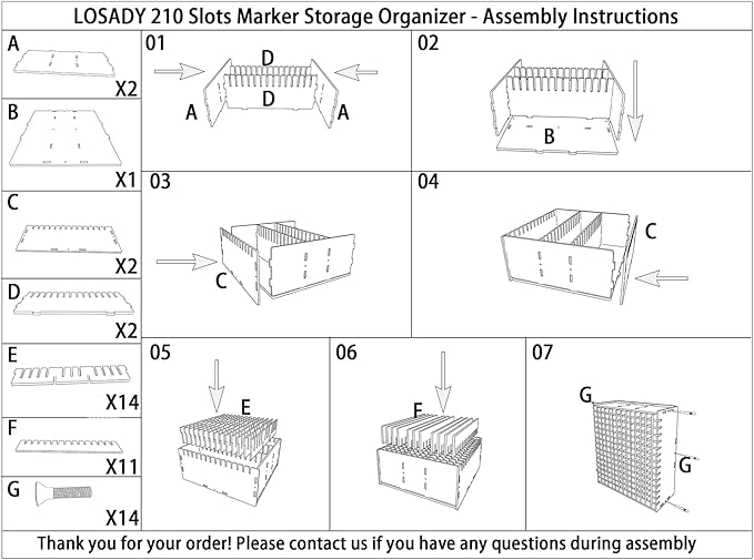 Marker Organizer, 210-Slot Marker Holder with Adjustable Dividers, Marker Storage Organizer for Desk, Home, Office, Craft Room, and Classroom