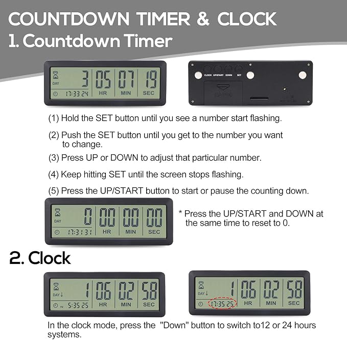A AIMILAR Digital Countdown Days Timer - AY4053-Black Upgraded Big 999 Days Count Down Clock for Vacation Retirement Wedding