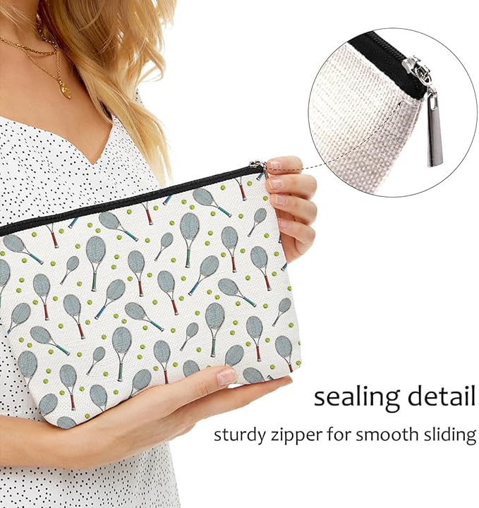 Cute Tennis Makeup Bag Tennis Gifts Tennis Accessories Tennis Lovers Travel Accessories Bag Mothers Day Birthday Inspirational Retirement Gifts for Women Friends Coach Tennis Player Sports Mom BFF