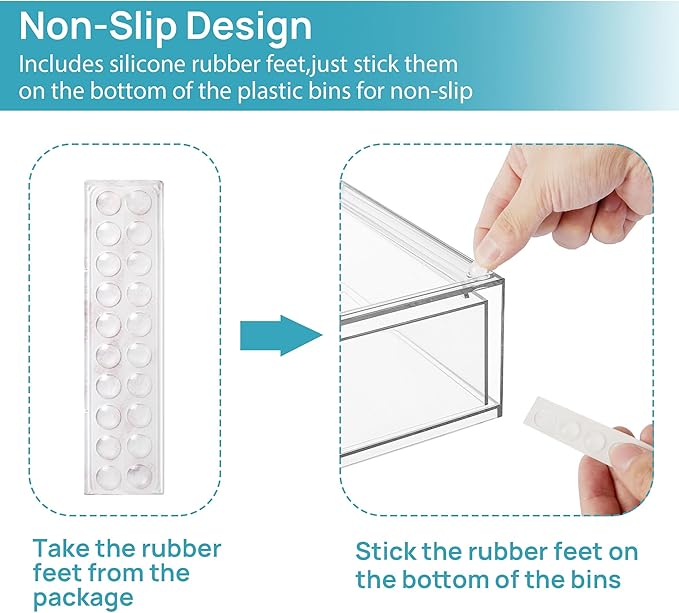 Vtopmart 12.1''W Clear Stackable Storage Drawers,6 Pack Acrylic Plastic Organizers Bins for Makeup Palettes, Cosmetics, and Beauty Supplies,Ideal for Vanity, Bathroom,Cabinet,Desk Organization