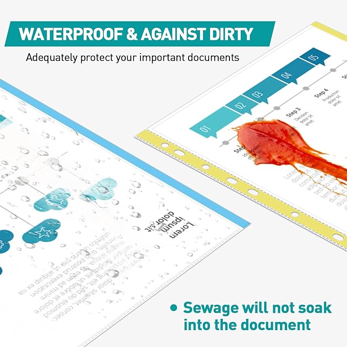 Sheet Protectors, PANDRI 500 Pack Color Heavy Duty Plastic Page Protectors Sheet Reinforced 11-Hole Fit for 3 Ring Binder Fits Standard 8.5 x 11 Paper, 9.25 x 11.25 Top Loaded, Excluding Acid