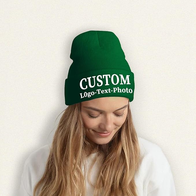 Custom Beanie for Men Women Bulk Custom Winter Hat Beanies with Logo Text Image Personalized Knit Hats Gifts for Business