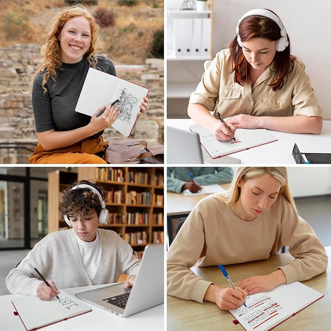 Lined Journal Notebooks for Work, Travel, College, A5 Size 100 GSM Thick Paper, Classic Ruled Journaling Notebook, Hardcover Notepad for Writing 160 Pages, 5.5 x 8.3 inch, Black