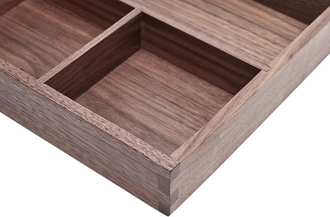 pandapark Wood Organizer Tray,Black Walnut,Desk & Drawer Storage Box (Walnut Master)