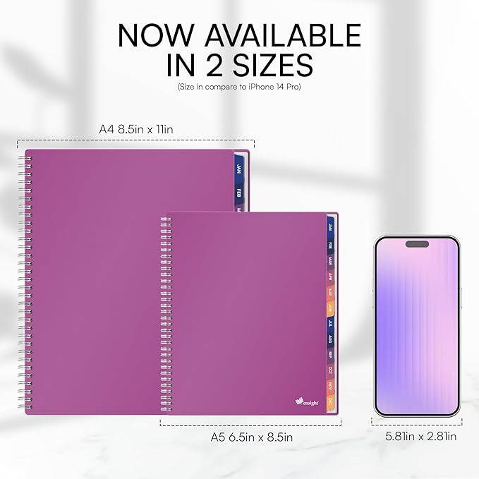 Ensight 2026 Appointment Book and Planner 6.5" x 8.5" Large Hourly Weekly Daily Schedule Book with Tabs, 30 Minute Time Slots, Magenta Calendar Organizer Jan 2026–Dec 2026 Appointment Planner - Magenta