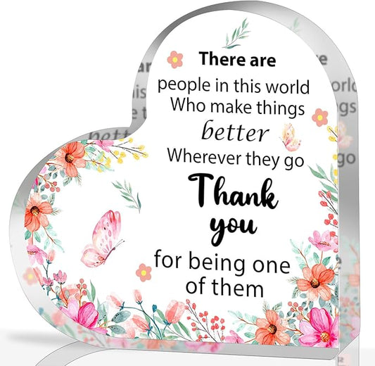 Appreciation Gifts for Women, Acrylic Heart Keepsake,Inspirational Gifts for Coworker Boss, Office Going Away Farewell Retirement Gifts,Thank You Gifts for Women,Graduation Gifts
