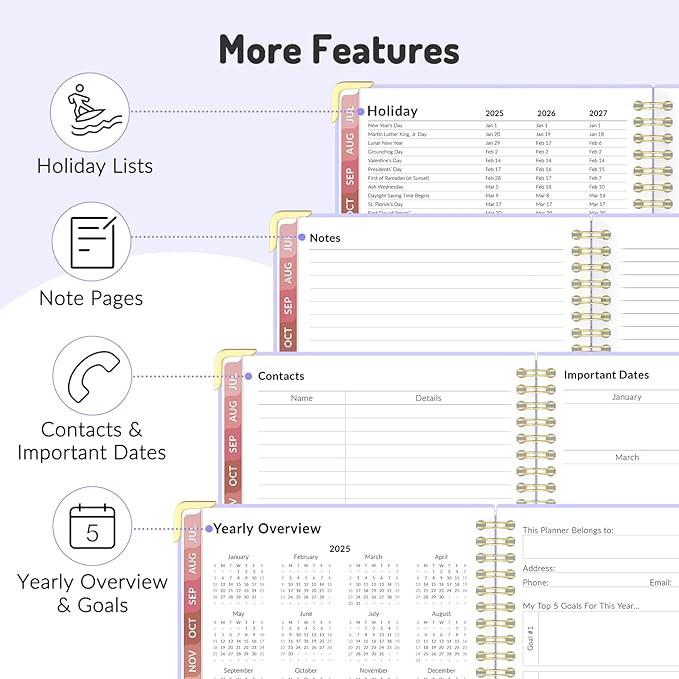 Jul 2025 -Dec 2026 Planner, Forvencer Academic Planner 2025-2026, 18 Month Daily Planner, 8.5" x 11", Weekly & Monthly Agenda Book, Hardcover Calendar Book, School Supplies for Student,Pink