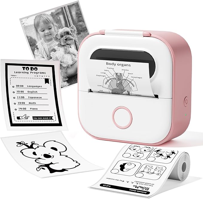 Sticker Printer Machine, Print Pods Mini Maker with 1 Roll Paper, Mini Portable Sticker Maker Y02C, Bluetooth Inkless for Phone, Thermal Portable Machine for Journal, Note, Photos, Learning