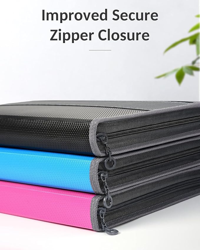 Sooez Accordion File Organizer with Safe Zipper, 12 Pocket Expanding File Folder with Front Pencil Pouch, Portable Monthly Paper Bill Tax Receipt Organizer, School Office Supplies, Letter Size, Pink