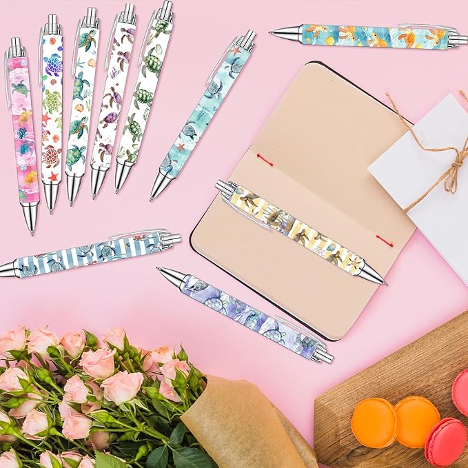 Cute Turtle Pens Set – Adorable Sea Turtle Gel Ink Pens for Kids, Students, and Teachers – Fun Ocean Animal Stationery for School, Office, or Gifts – Thanksgiving Christmas New Year Gifts, 10 Pack