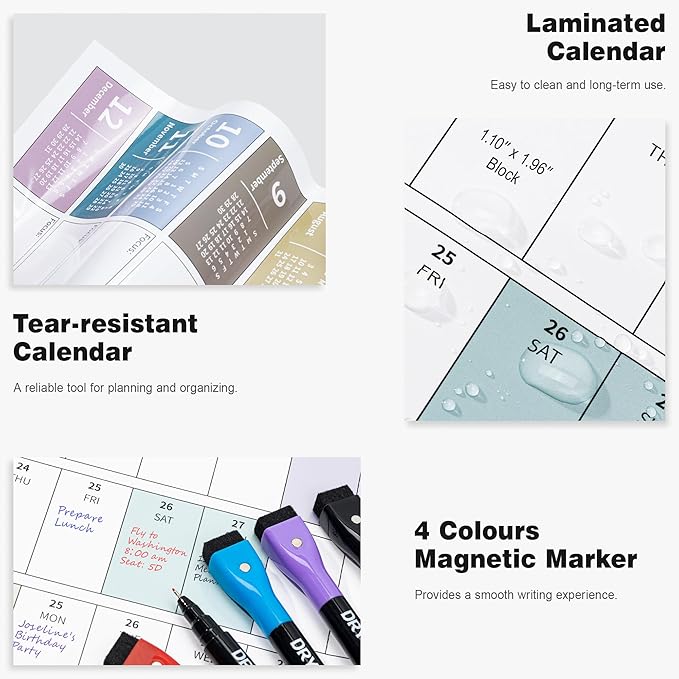 Ospelelf 2025 Wall Calendar Large 32'' x 48'' Dry Erase Laminated Calendar for Wall, 12 Month Family Calendar, Use Jan 2025 - Dec 2025 (Morandi)