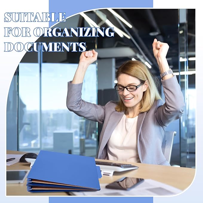 Skyygemm 12 Pack Classification File Folders Bulk with Divider and 2" Expansion, Pressboard Folder with 2 Prong Fasteners for Employee Records Medical Charts Office Document Organization(Dark Blue)