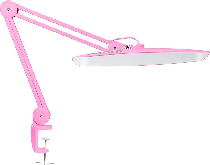 Neatfi XL 2,200 Lumens LED Task Lamp, 20W, 182 Pcs SMD LED, Dimmable, 4 Level Brightness, 3 Light Modes, Desk Light for Home, Office, Workbench (CCT, Pink)