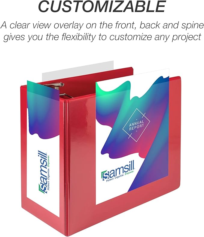 Samsill Durable 6 inch 3 Ring Binder, Made in USA, Locking D Ring FSC 100% Recycled Chipboard, Red, 6 Pack