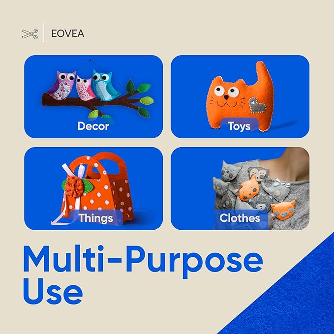 EOVEA | Acrylic Felt Fabric by The Yard - Non-Stiff, Soft Material - 72" Wide - 1.6mm Thick Felt Sheets for DIY Crafts, Sewing, Upholstery, Cushion, Padding(Royal Blue, 5 Yard)