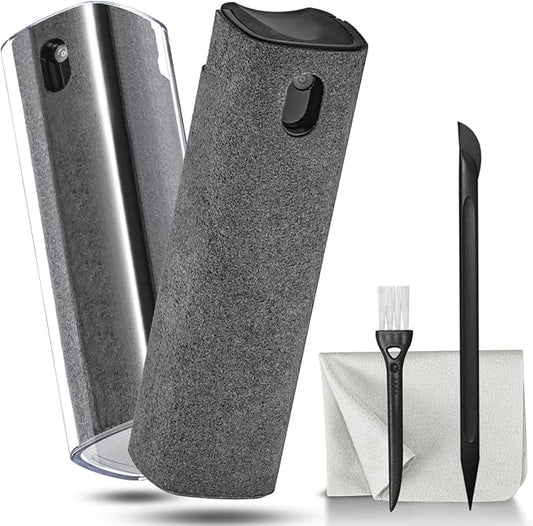 walrfid 2 Pack Computer Screen Cleaner, MacBook Screen Cleaner Spray and Wipe, Electronic Computer Laptop Cleaning Kit for iPad Pro, iPhone, Smartphone, Monitor, Car Display, Tablet, TV Screens, Grey